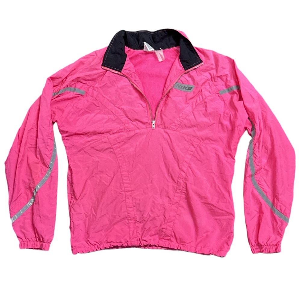 90s NIKE women's neon pink light reflective windbreaker, L.